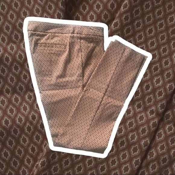 ADRIENNE VITTADINI Pants Slim Fit Mid-Rise Brown/Pink/White Zip Front Size 4 - Picture 1 of 6